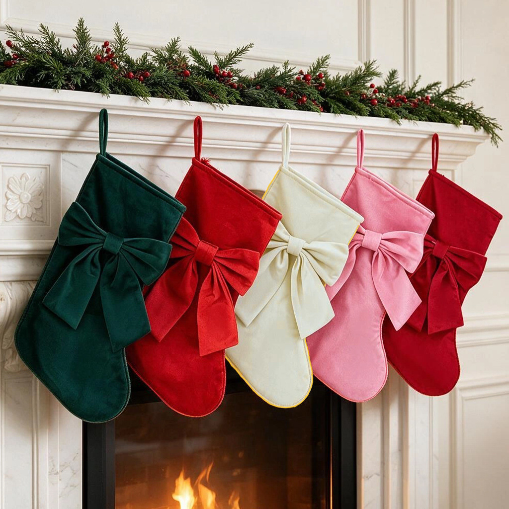 1pc Christmas Stockings, Bow G - Christmas Stocking Hanging ulasan dan harga
