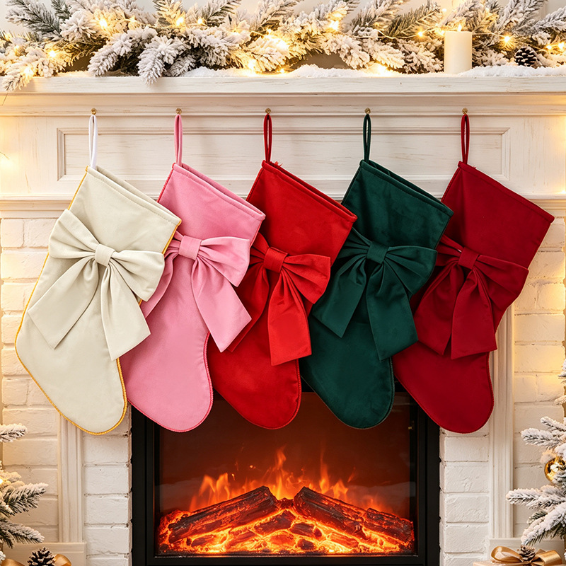 1pc Christmas Stockings, Bow G - Christmas Stocking Hanging ulasan dan harga