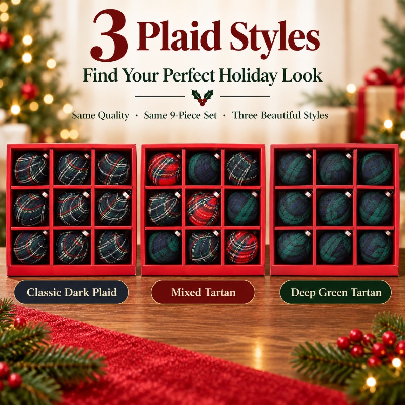 9Pcs 8cm Fabric Wrapped Plaid  - Gift Box Wrap Set ulasan dan harga
