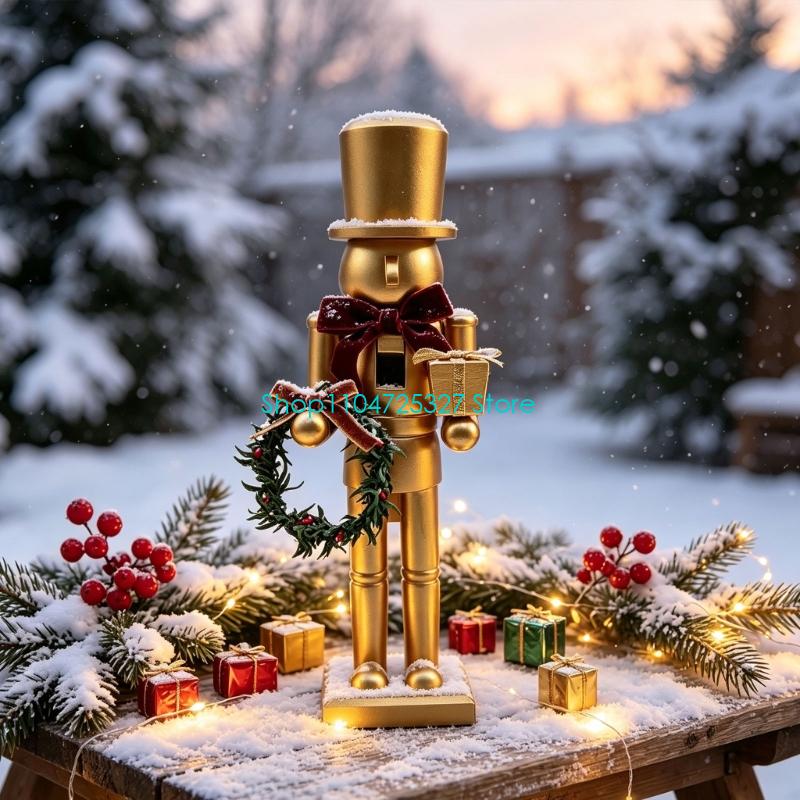 D8KF Christmas Wooden Gold Nut - Nutcracker Figurine ulasan dan harga