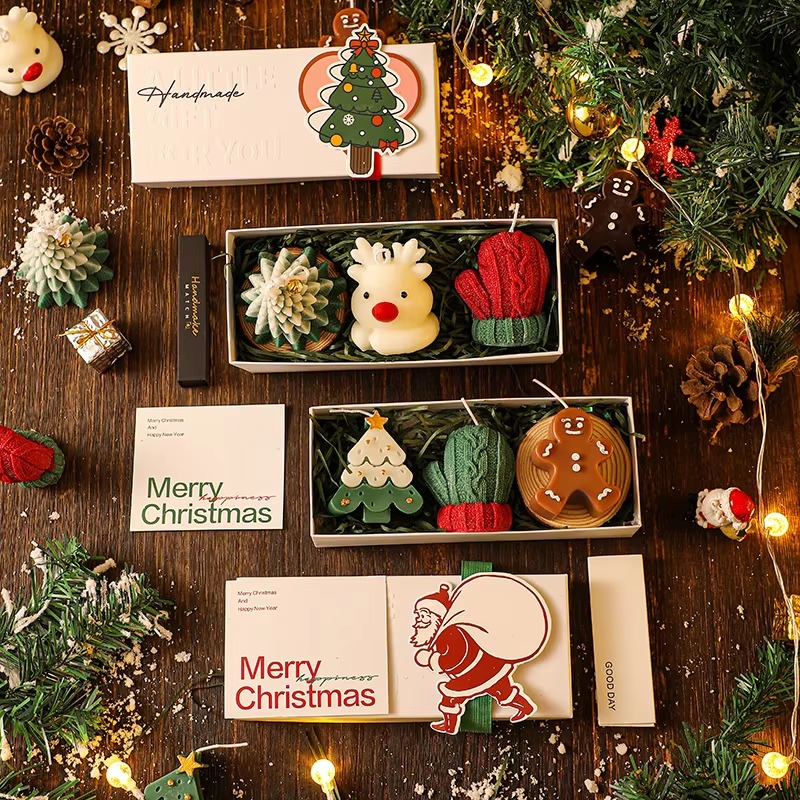 3Pcs Handmade Christmas Scente - Holiday Candle Set ulasan dan harga