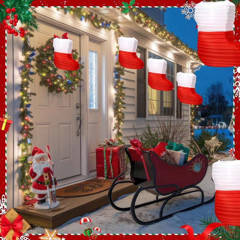 1 Pc Christmas Paper Lanterns  - Christmas Stocking Hanging ulasan dan harga