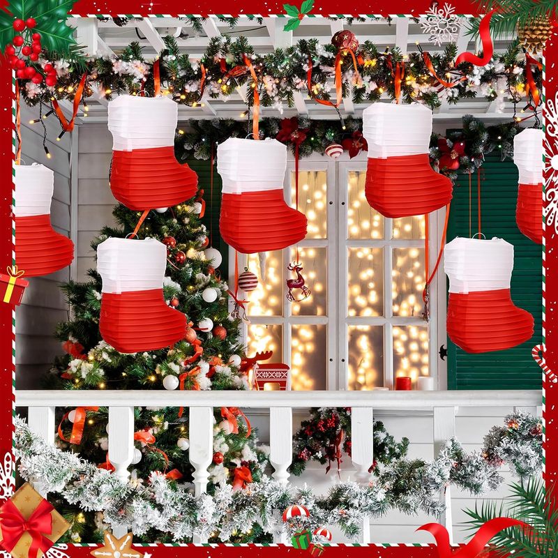 1 Pc Christmas Paper Lanterns  - Christmas Stocking Hanging ulasan dan harga