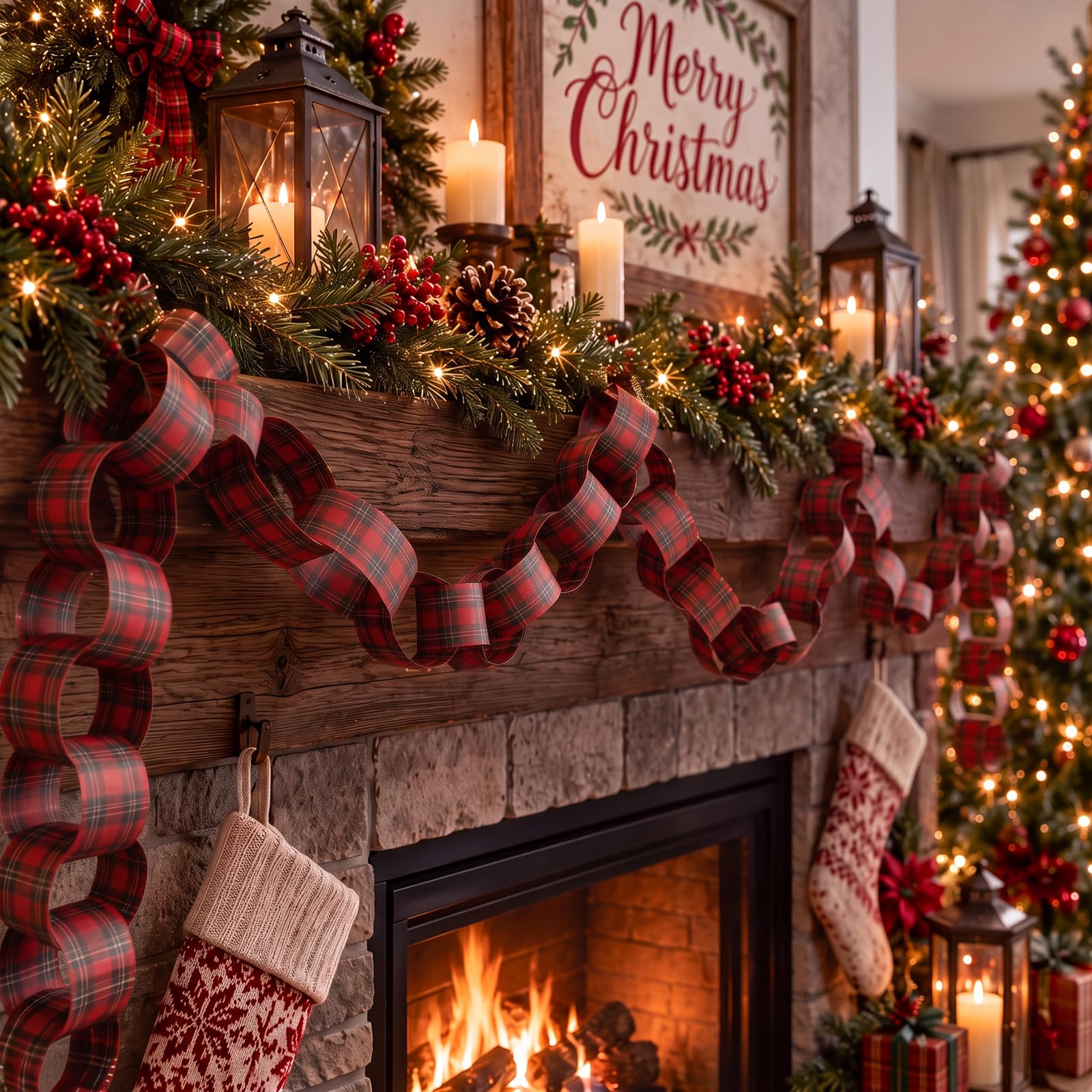 Red-Black Plaid Paper Chain Ga - Christmas Throw Blanket ulasan dan harga