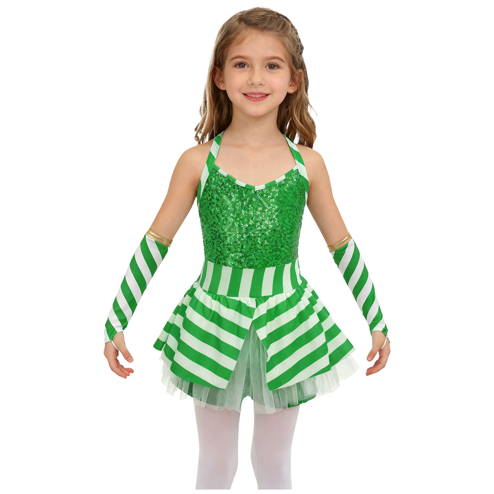 Girls Christmas Candy Cane Str - Elf Costume Christmas ulasan dan harga