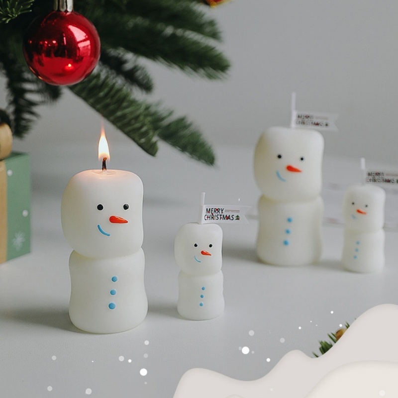 2Pcs/set Merry Christmas Snowm - Holiday Candle Set ulasan dan harga