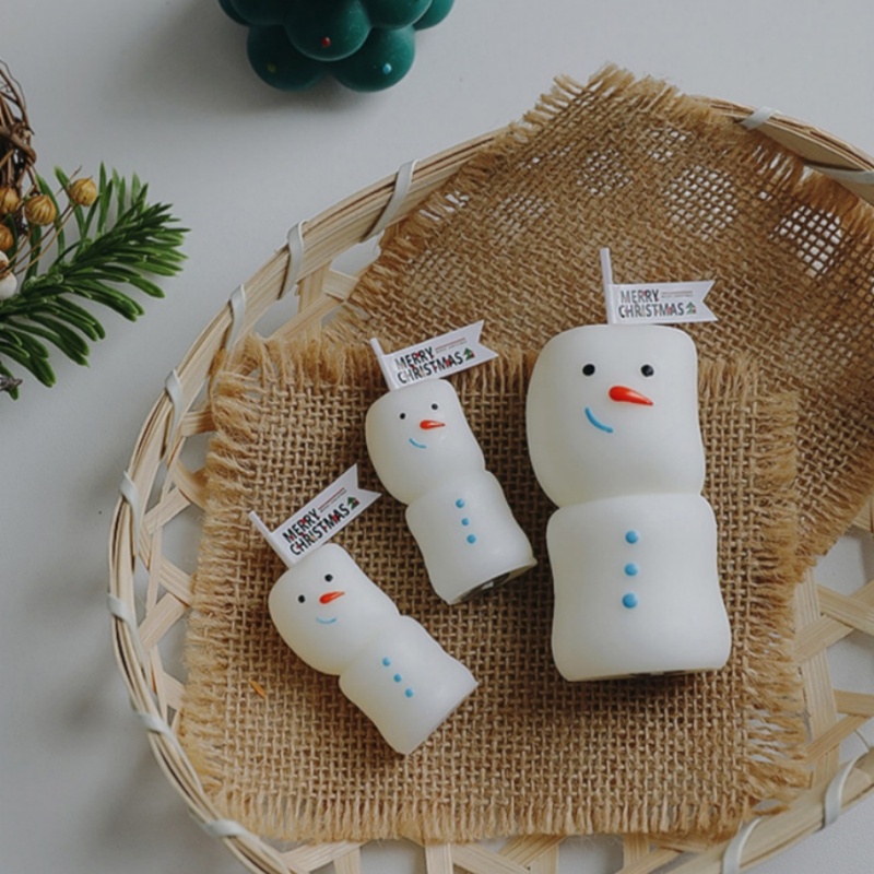 2Pcs/set Merry Christmas Snowm - Holiday Candle Set ulasan dan harga