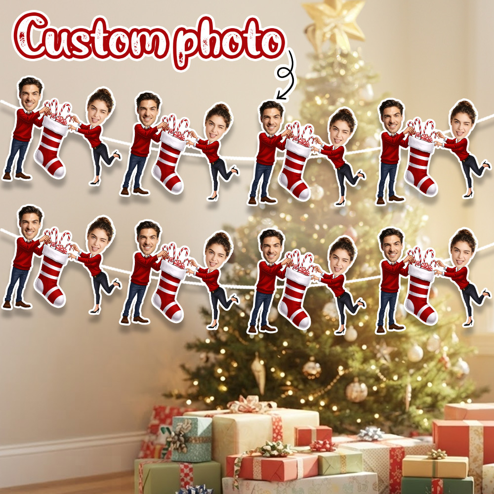 8/16/24PC Custom Photo Christm - Christmas Stocking Hanging ulasan dan harga