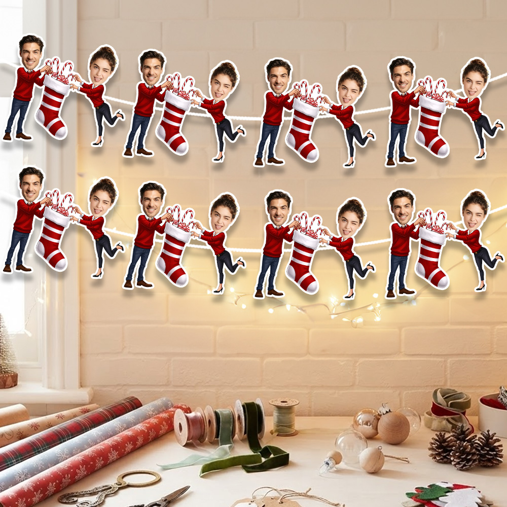 8/16/24PC Custom Photo Christm - Christmas Stocking Hanging ulasan dan harga