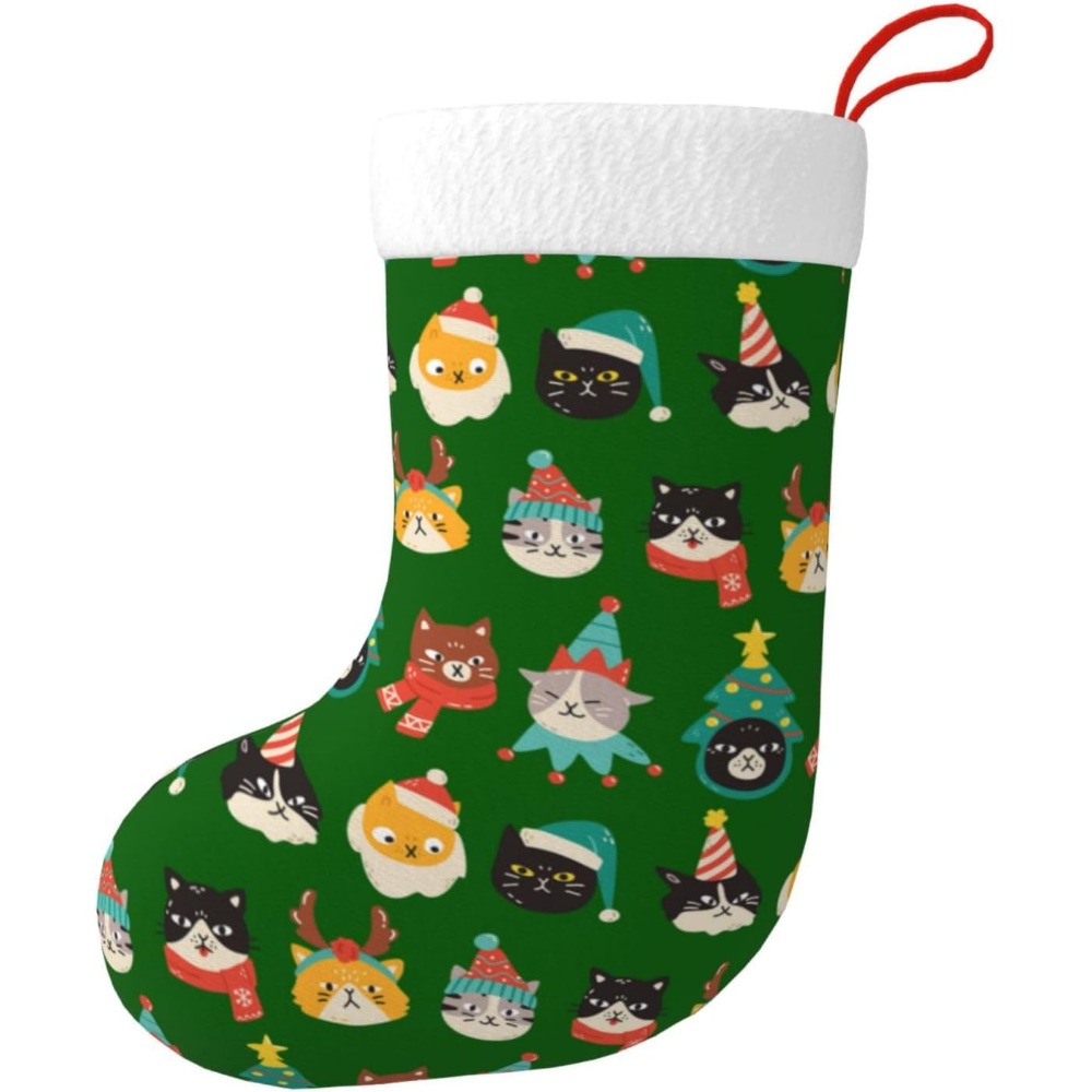 Cute Cats Green Christmas Stoc - Christmas Stocking Hanging ulasan dan harga