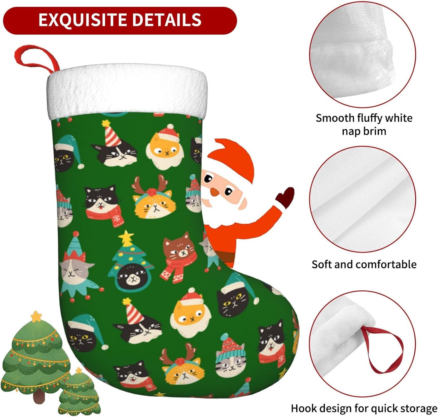 Cute Cats Green Christmas Stoc - Christmas Stocking Hanging ulasan dan harga